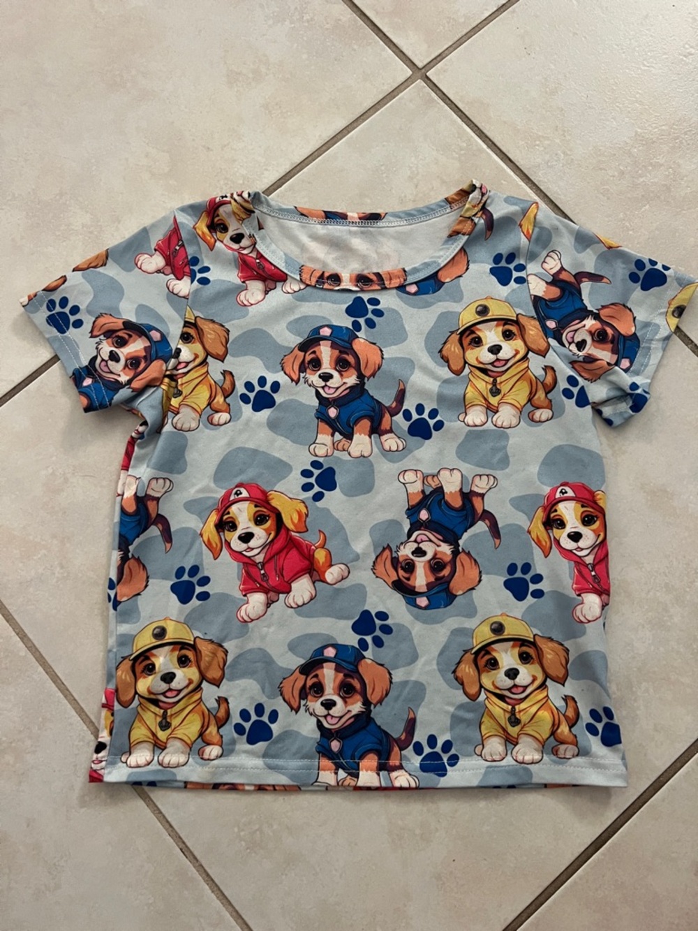 Blue Puppy Print Kids T-Shirt